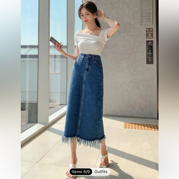 High Waist Denim Skirt |The color is blue and size is medium | Shein - Picture 4 of 13